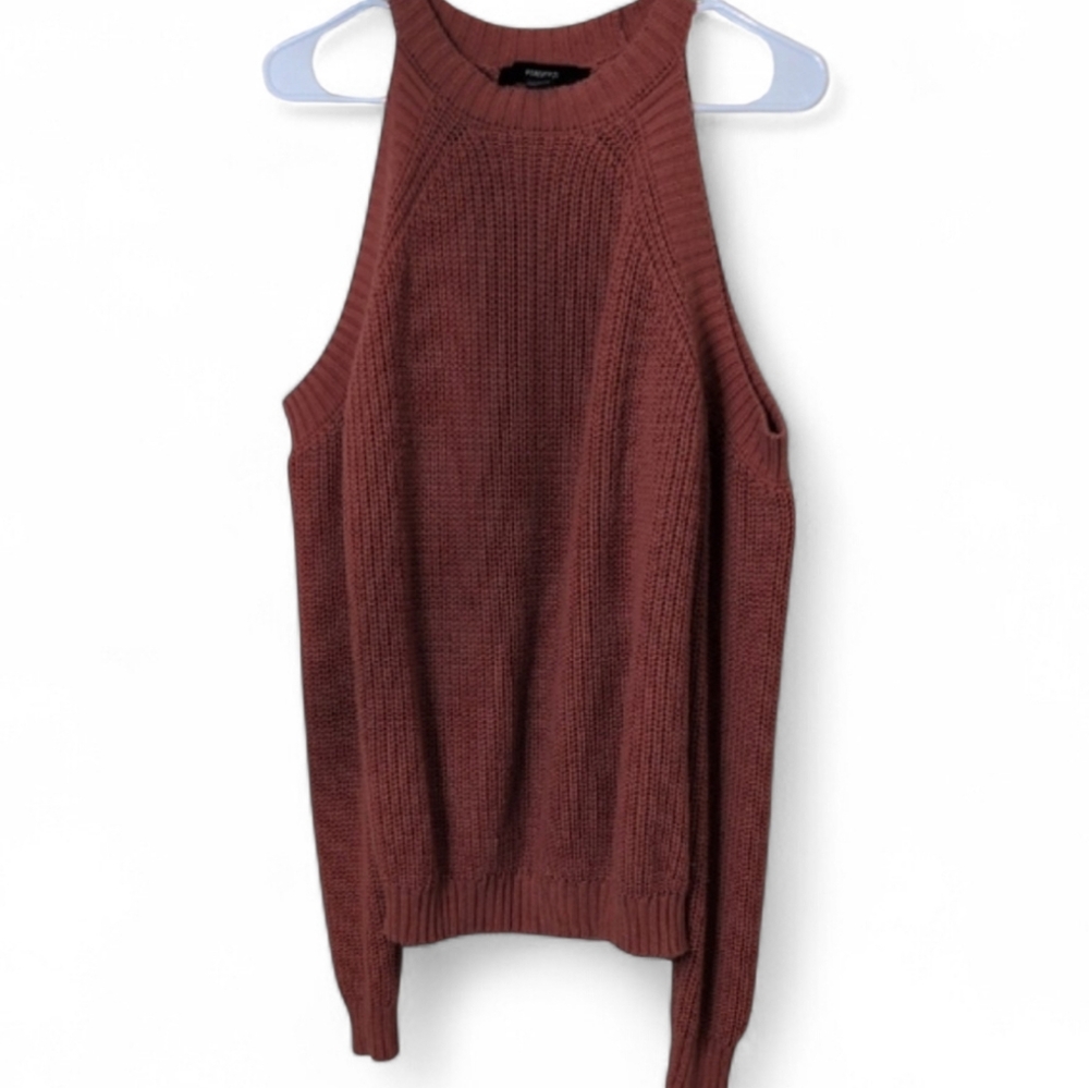 Forever 21 Rust Cold-Shoulder Rust  Sweater Oversized Medium